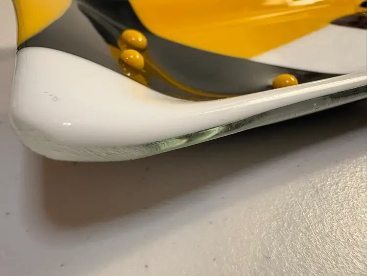 Modern Yellow Black And White Fused Glass Tray