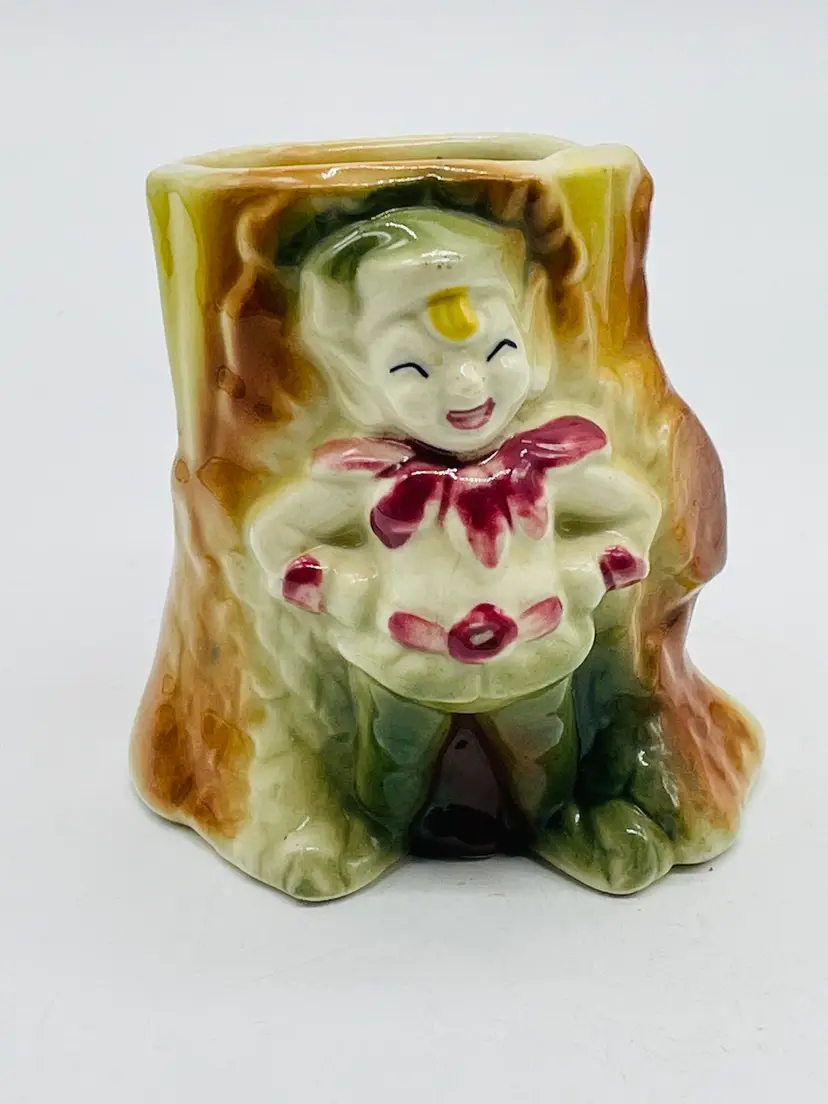 Pixie By A Tree Trunk Ceramic And Planter