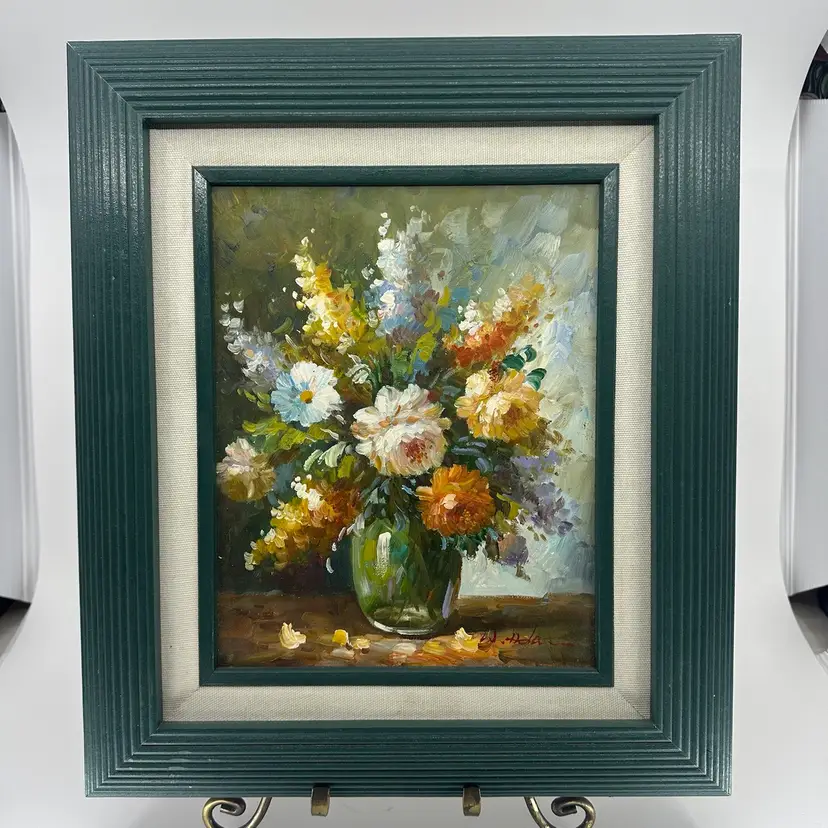 W. Adam Original Still Life Florals Oil On Canvas Framed & Signed