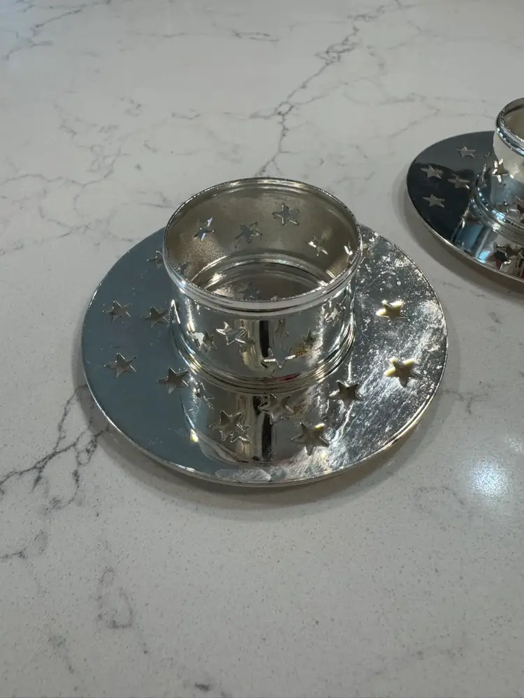 Silver Plate Partylite Glowing Star Yea light Holders