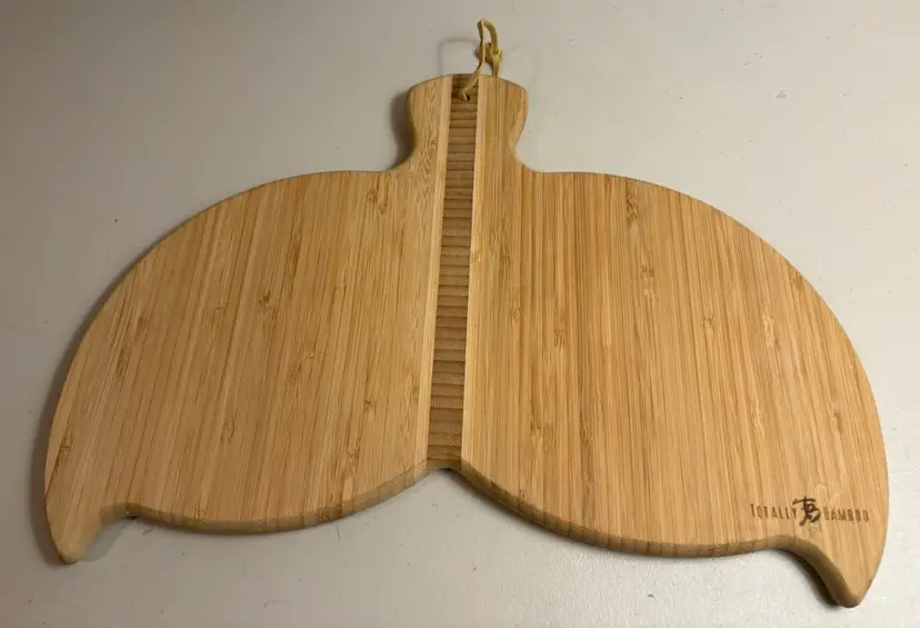 Whale Tail Shaped Bamboo Serving and Cutting Board, 14-1/2" x 10-1/2"