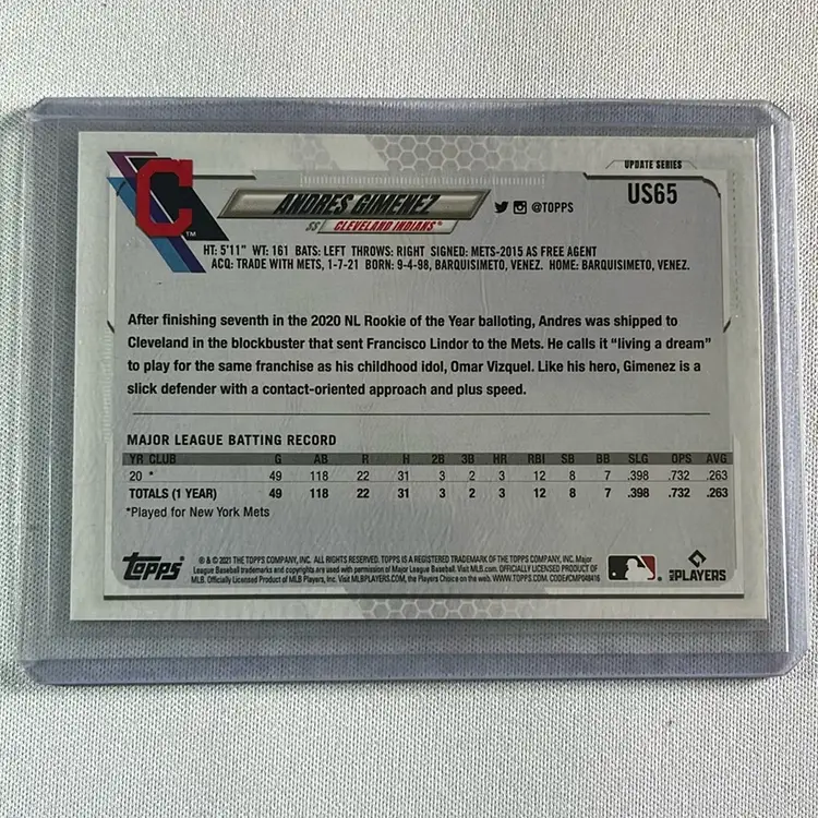 2021 Topps Update Photo Variation Andres Gimenez RC #US65