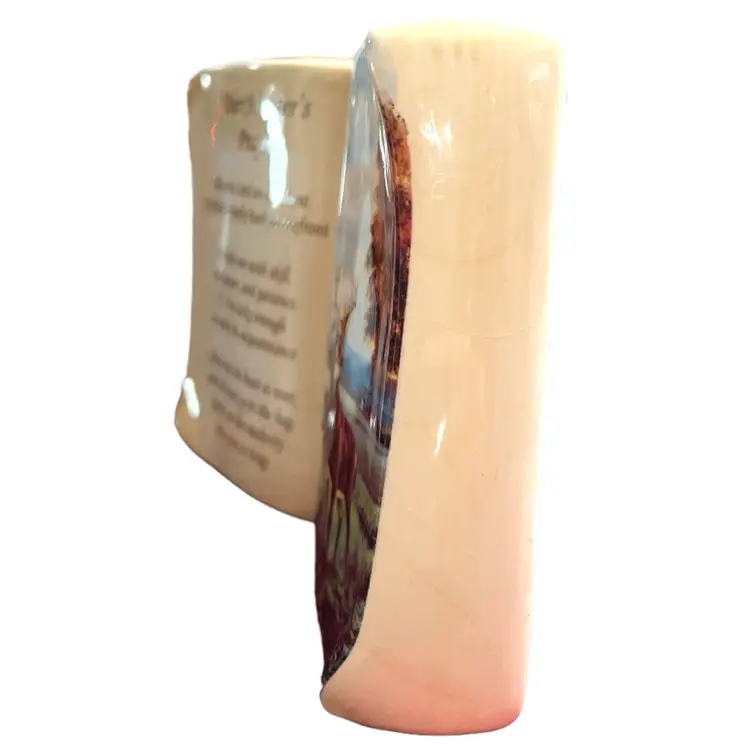 Deer Hunters’ Prayer  Vintage Ceramic Open Book Vintage Glossy Gift