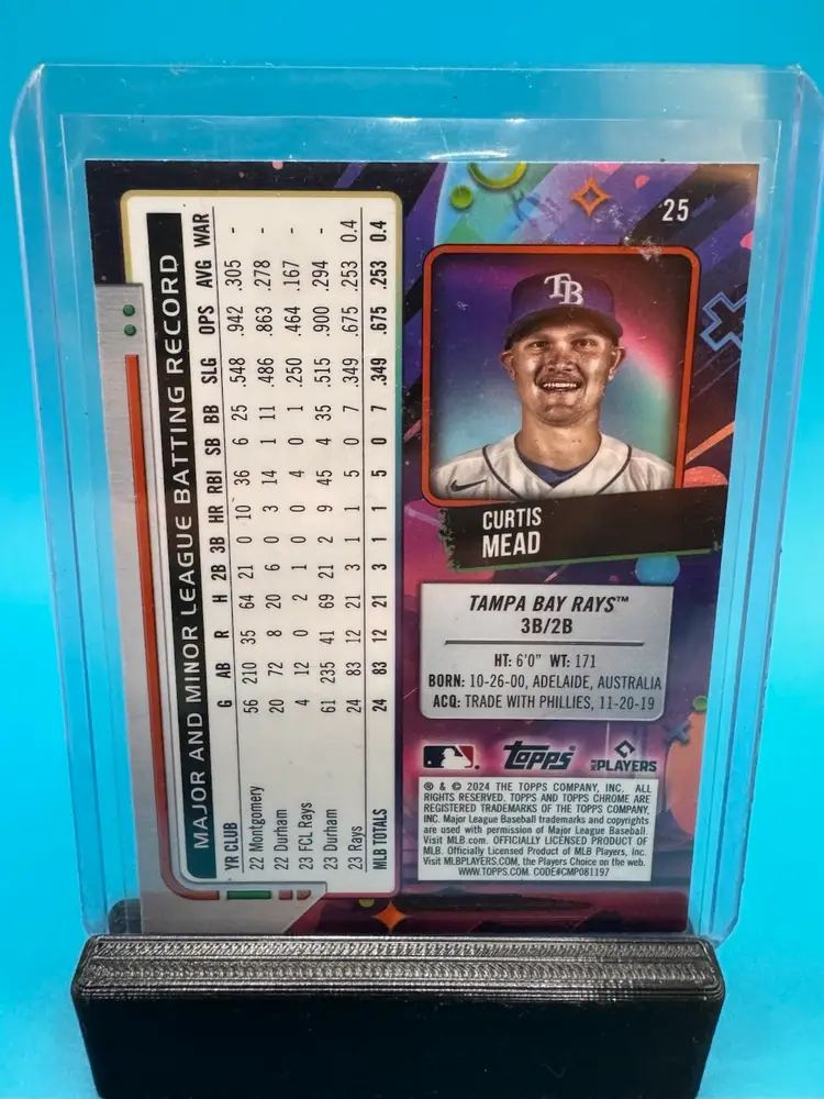 Curtis Mead Topps Cosmic Chrome Aqua Equinox Refractor /199 RC Tampa Bay Rays