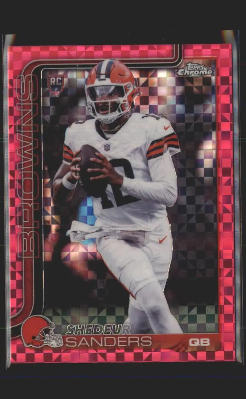 Shedeur Sanders 2025 Topps Chrome #315 Hot Pink X-Fractor - (140) - Cleveland Browns
