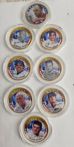 8 Colorized State Quarters with Famous Baseball Heroes