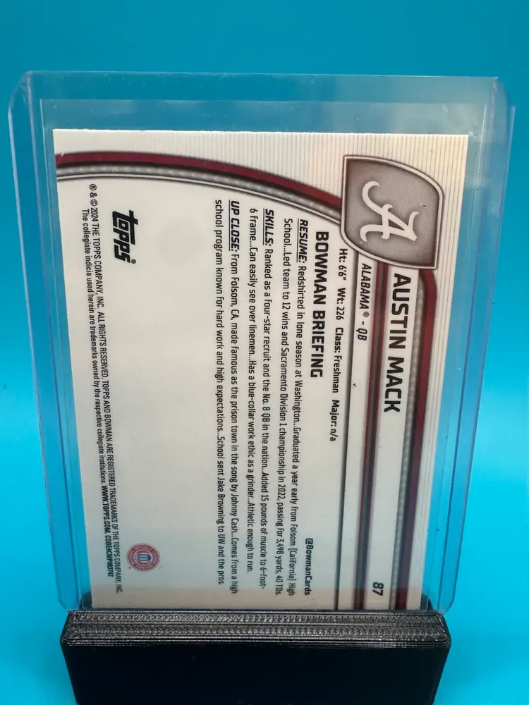 Austin Mack 1st Bowman Chrome U Purple Shimmer Refractor Alabama Crimson Tide