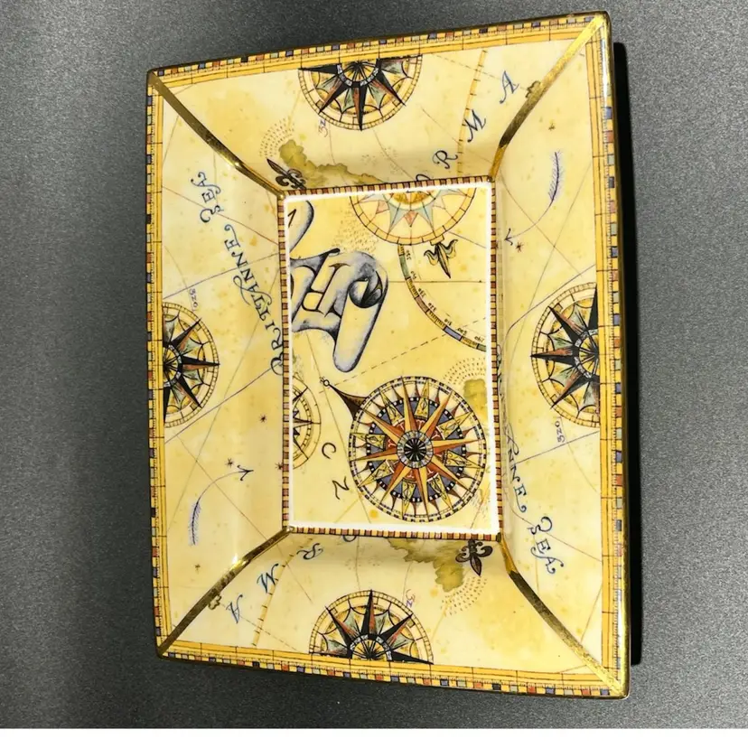 Wedgwood “Atlas” Bone China Tray – Nautical Map Design – 7.75” x 6.25”