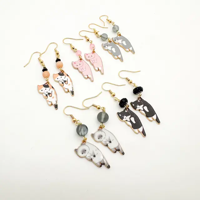 Kitten Earrings Dangle Charms Various Cats and Colors Handmade