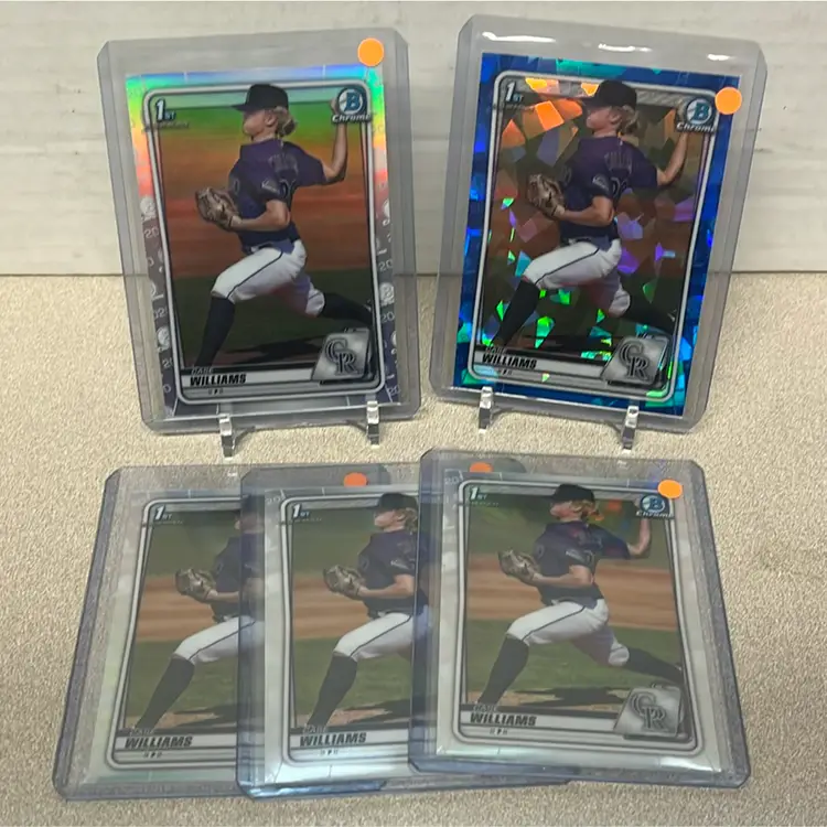 Case Williams Lot(5) - 1 Sapphire And 4 Refractors 2020 Bowman Draft Colorado Rockies