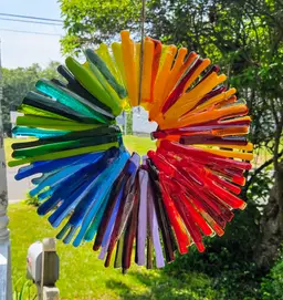 Fused Glass Rainbow Swirl 12"  FREE SHIPPING