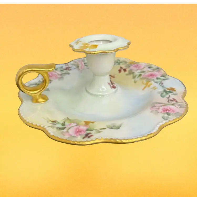 ARTIST Hand Signed HR Baker  W G And Co Antique (1900-1932) Gorgeous! Limoges France Candle Holder Nappy Lemon Dish