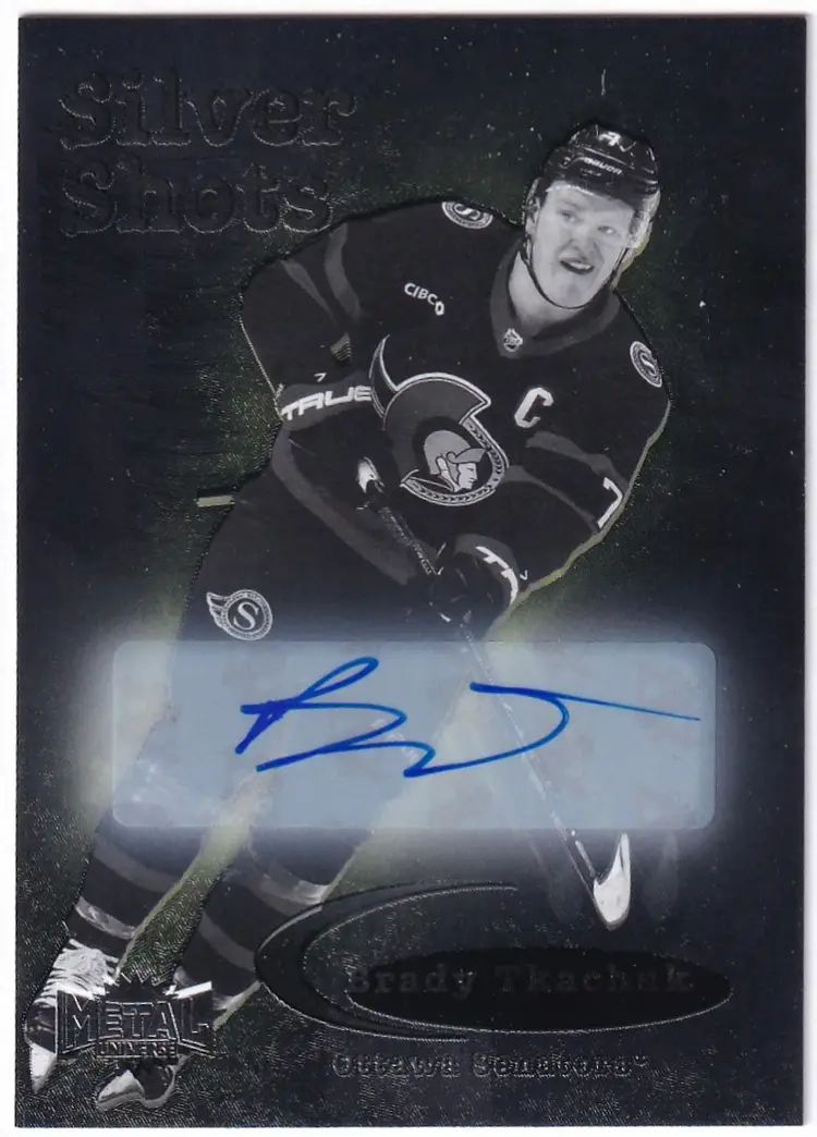 2024-25 Metal Universe Silver Shots Autographs #SS20 Brady Tkachuk Ottawa Senators Hockey Card