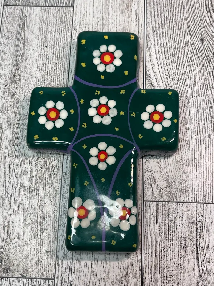 Talavera Mexican Pottery Cross