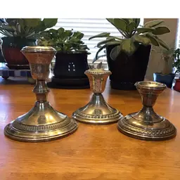 3 Sterling Candle Holders Different Makers