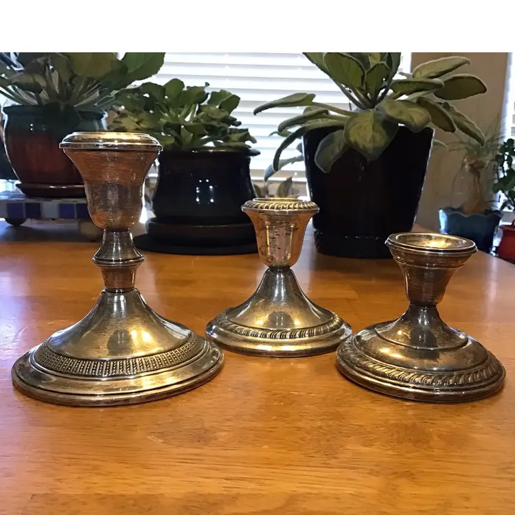 3 Sterling Candle Holders Different Makers