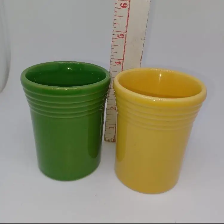 2 Fiestaware Juice Tumblers Shamrock & Sunflower retired colors