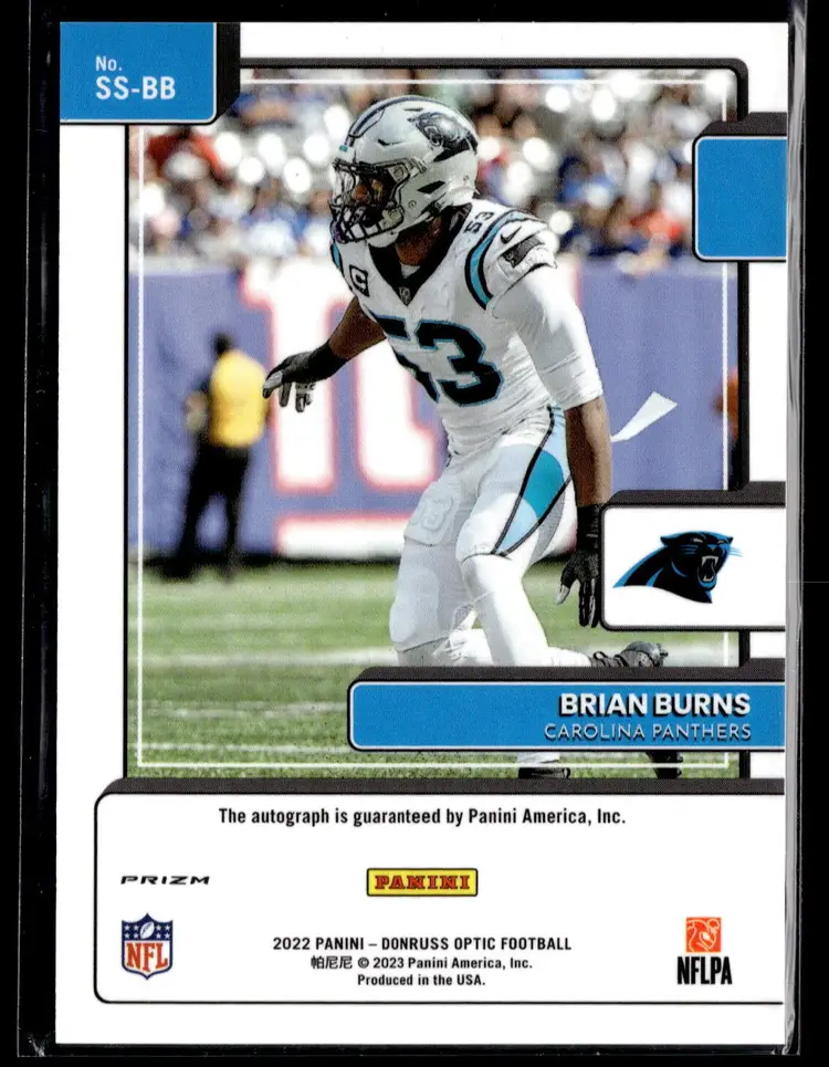 2022 Donruss Optic Football BRIAN BURNS Prizm Auto #SS-BB PANTHERS GIANTS