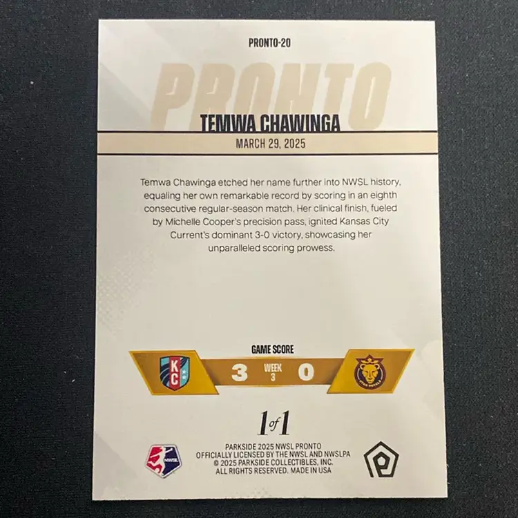 Temwa Chawinga 1 of 1!! - Parkside Pronto - KC Current - Women’s Soccer