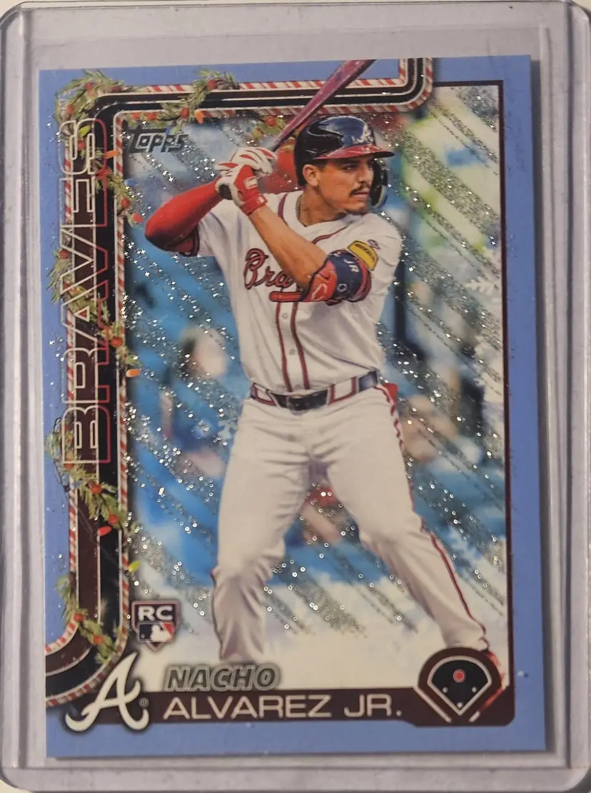 2025 Topps Holiday Light Blue Glitter Nacho Alvarez Jr RC