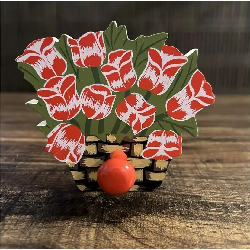 Vintage Carved Wood Flowers Roses Wall Hook Coat Country Farmhouse