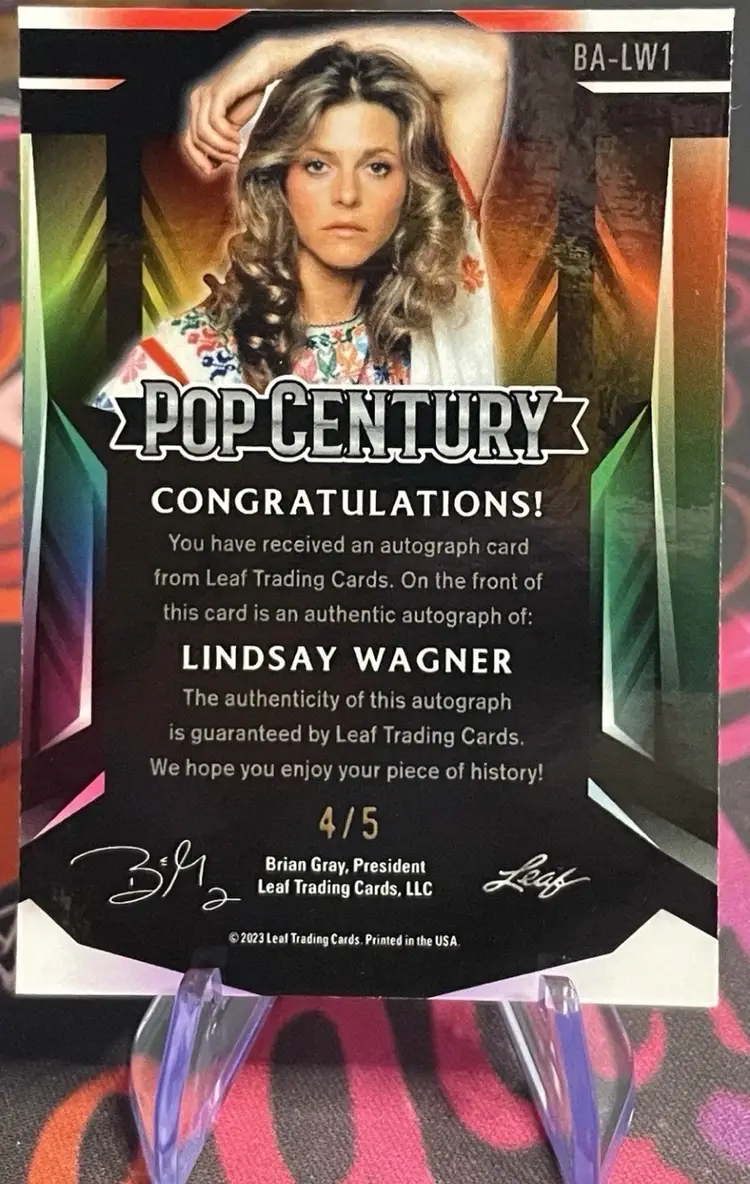 2023 Leaf Metal Pop Century Lindsay Wagner Green Auto 4/5 SSP The Bionic Woman