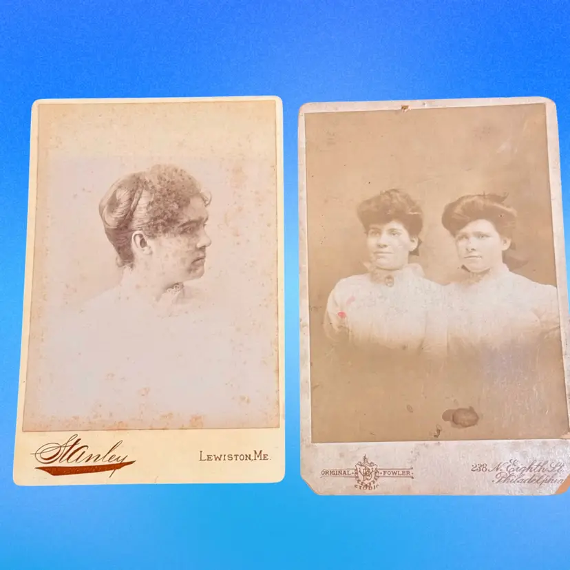 #24 Lot/2 Antique Cabinet Card Photos Ladies in their Finest