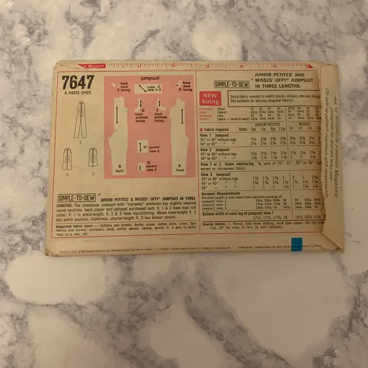 Groovy Simplicity 7647 Jumpsuit/2 Lengths Tennis 1968 Sz 14