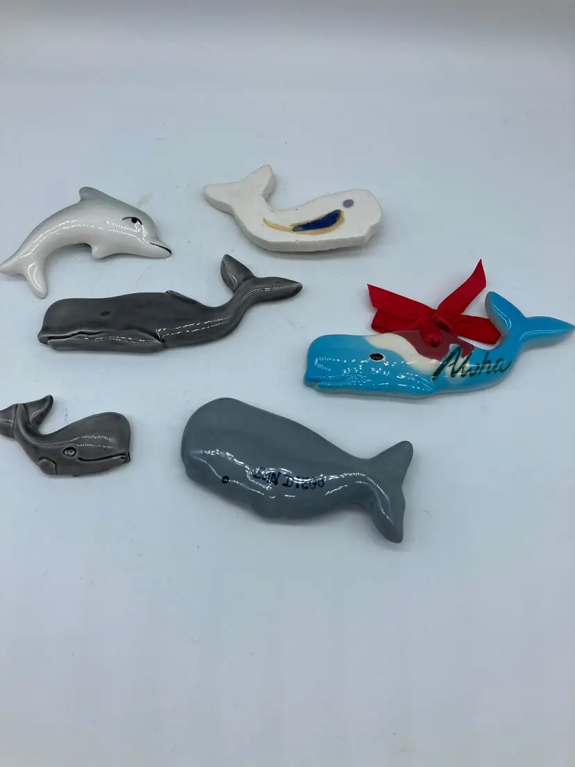 Ceramic Whale Collection of Magnets