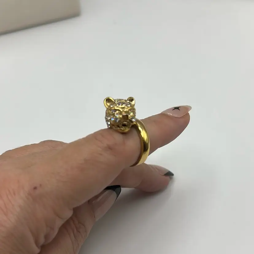 Vintage Panther Rhinestone Fashion Ring-Size 7