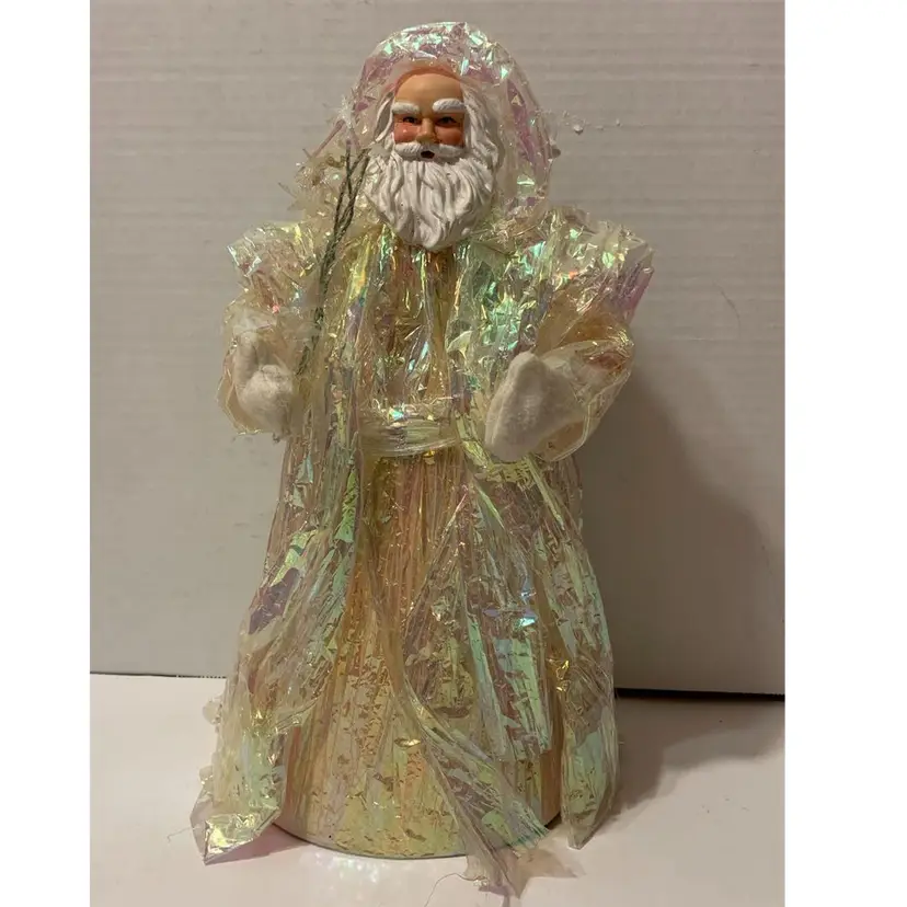 Vintage Silvestri Santa Tree Topper - Iridescent Plastic Crinkle Outfit 