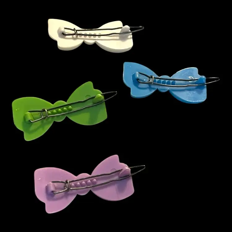 Vintage Hair Tie Barrette Lot 15 Pieces Bead Knockers Bow Barrettes