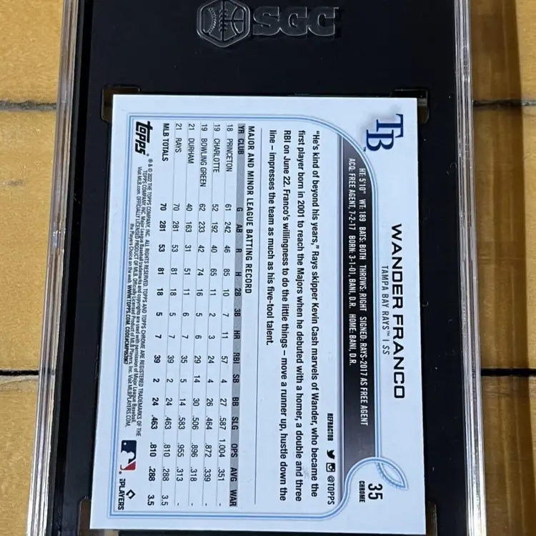 2022 Topps Chrome Refractor #35 Wander Franco Rays RC Rookie SGC 9.5 MINT+