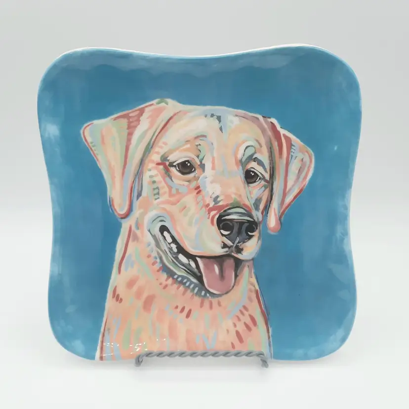 Pier 1 Dog Portraits Yellow Lab Plate
