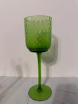 Vintage Empoli Green Optic Candle Holder 11.75” Tall 4” Diameter