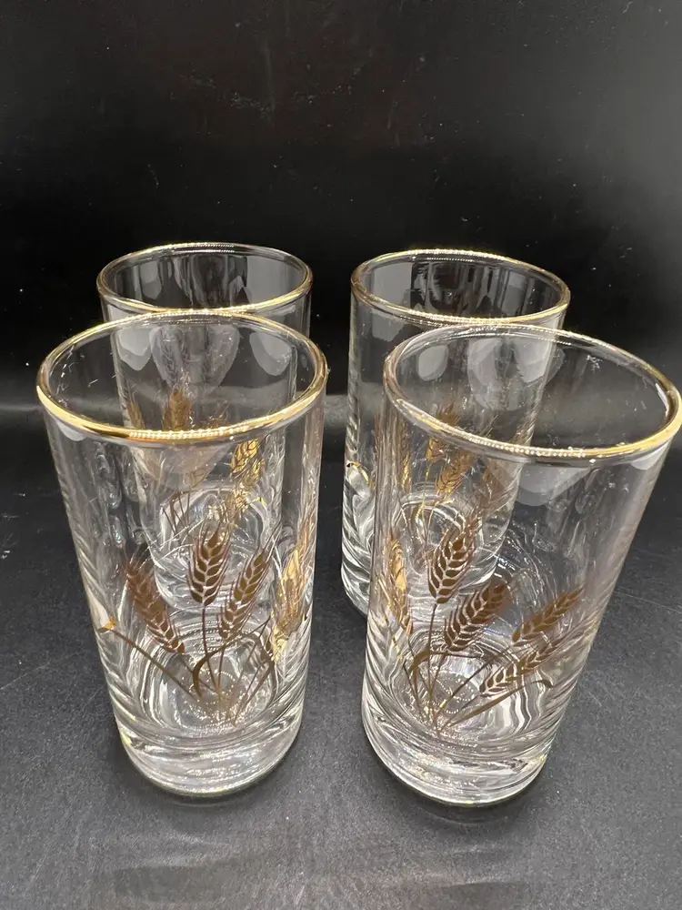 Homer Laughlin Golden Wheat MCM Juice Glasses Set Of 4