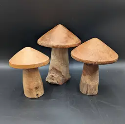 Set of 3 Hand turned wooden mushrooms