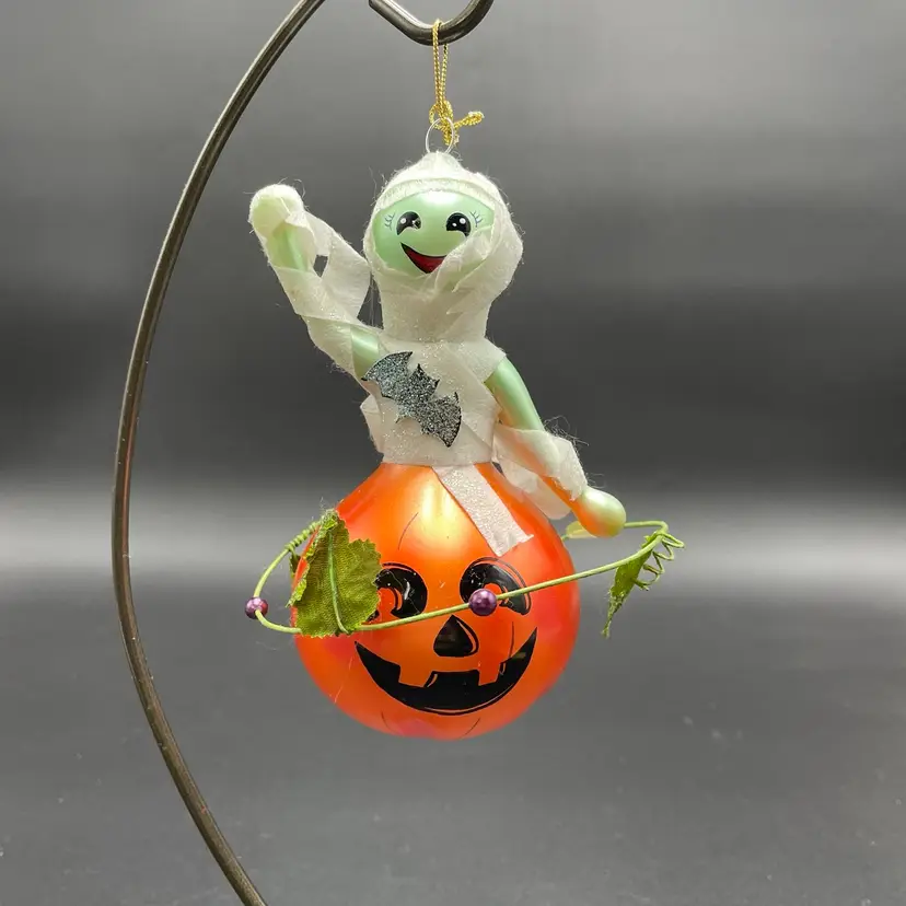 Halloween Mummy Ghost Jack O'Lantern Bat Glass Hanging Ornament Holiday Decor