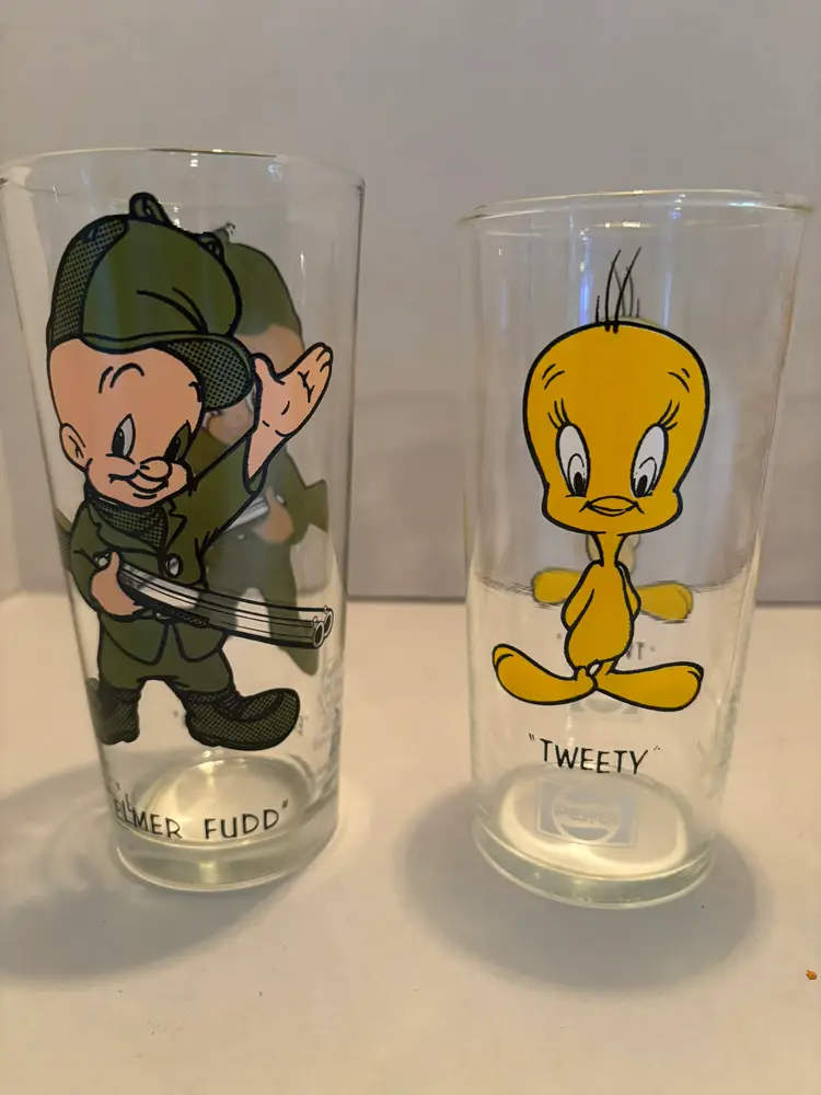 Vintage Pepsi Collector Series Set of 4 Drinking Glass Elmer Fudd,Tweety,Foghorn
