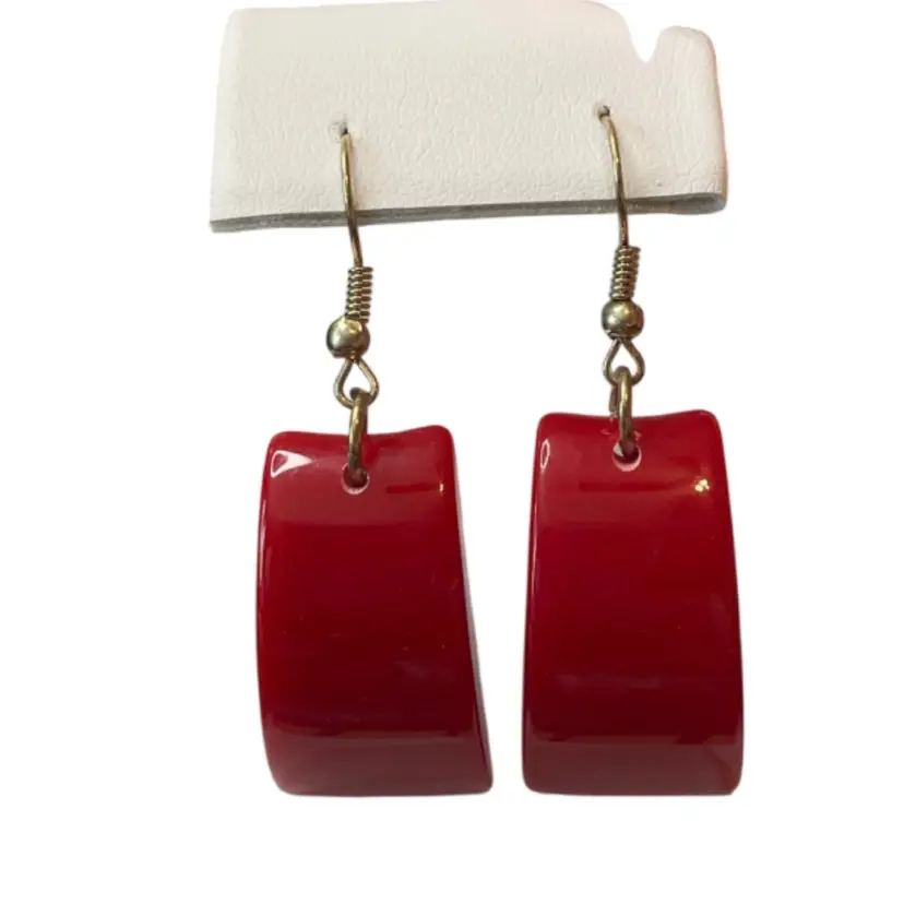 Red Acrylic 2” Dangle Earrings