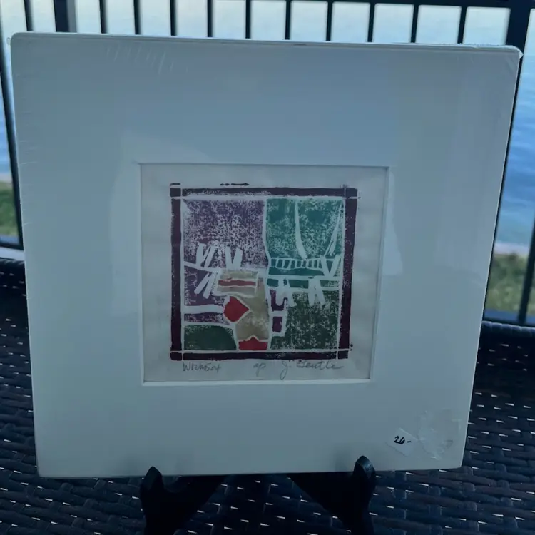 Original Hand-crafted Woodblock Print (AP) By Jo Ann Gentle-Signed J. Gentle – Untitled- Matted 10” X 10”, Art 5x5