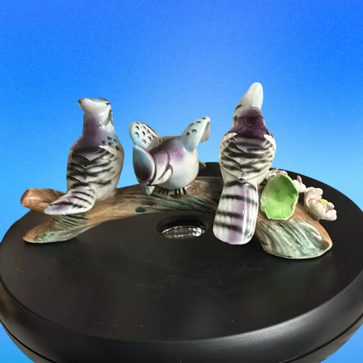 3 Blue Jays On A Limb Made In Japan