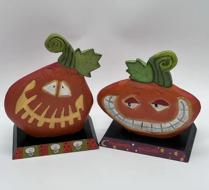Midwest Cannon Falls Whimsical Halloween Two Jack-0-Lantern Pumpkin Wood Decor