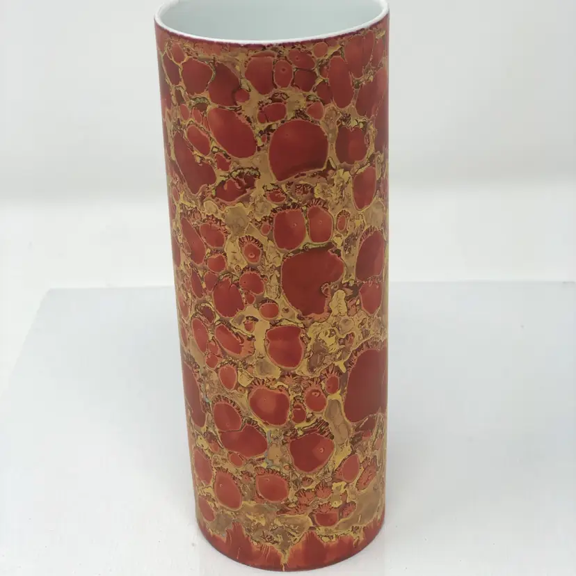 Rosenthal Studio Line Red and Gold 'Lamina Rot' Porcelain Vase by Helmut Drexler