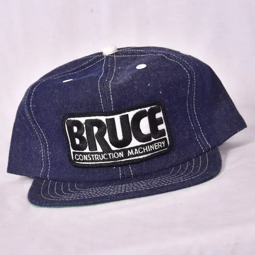 Bruce Construction Machinery Denim Snap Back Base Ball Cap Made in USA