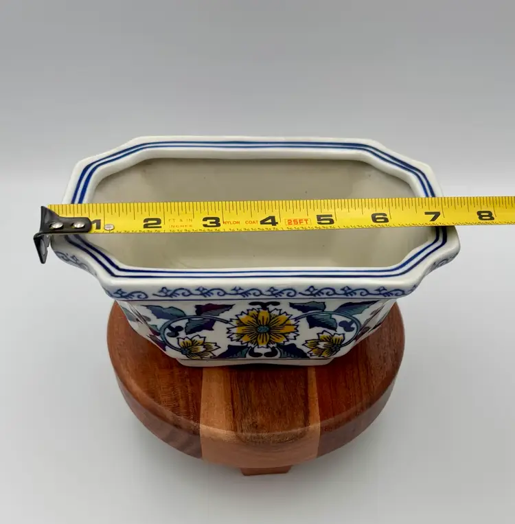 Vintage Blue And White Floral Planter