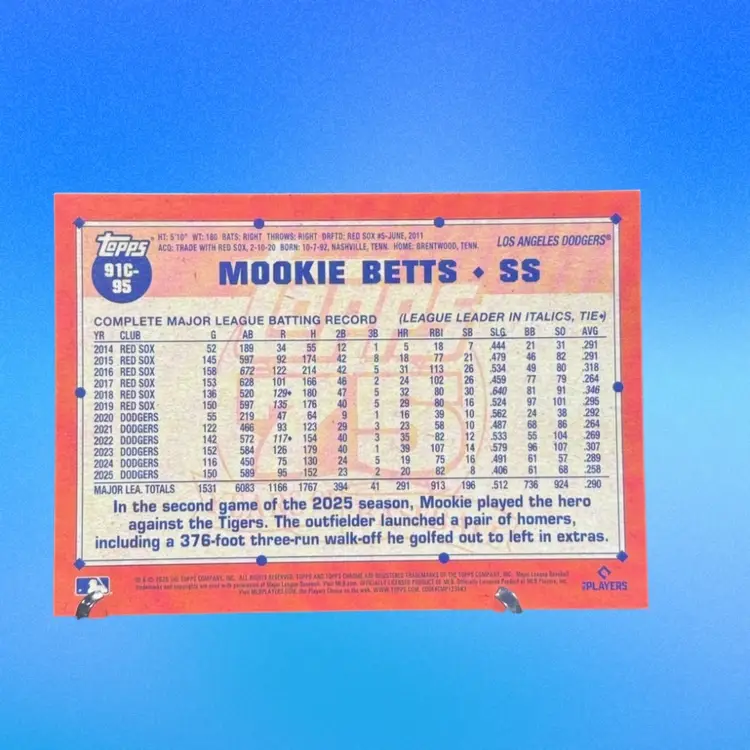 MOOKIE BETTS 2026 TOPPS SERIES 1 BASEBALL 91C-95 1991 CHROME SILVER MOJO LOS ANGELES DODGERS
