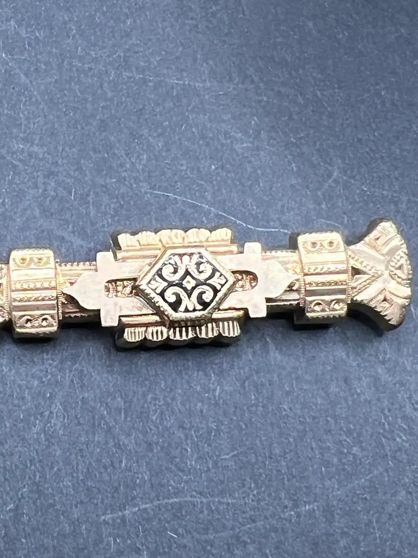 Victorian Gold Filled Etched Bar Brooch Pin 2” Untested, Unmarked