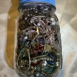 Jewelry Jar. Earrings Necklaces Bracelets Brooches 1 Lb. All Wearable #14
