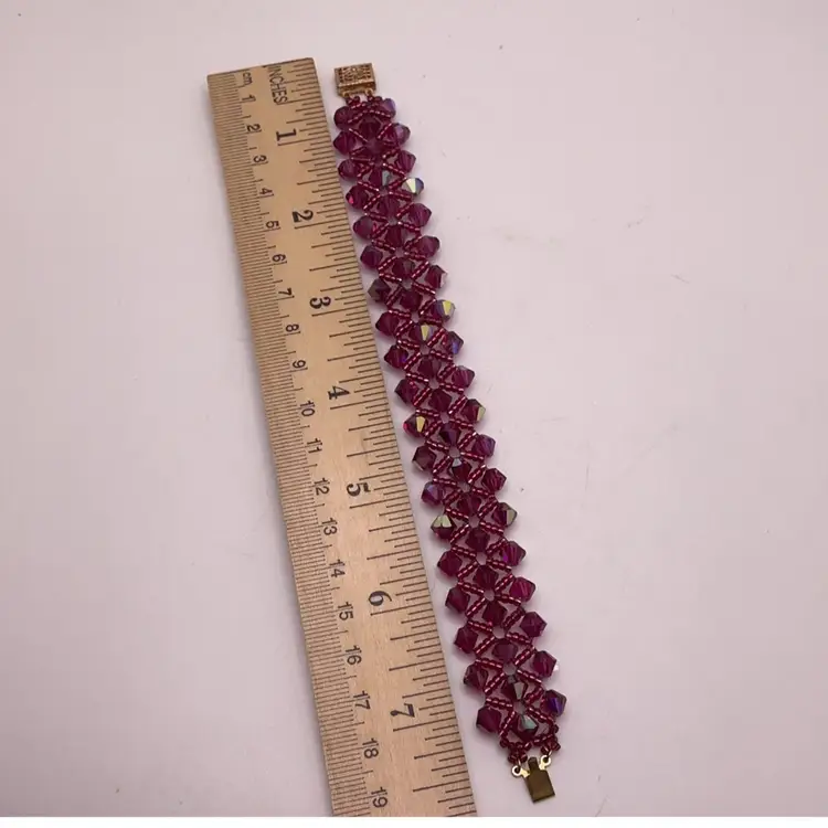 Pink Swarovski Crystal Bracelet with Gold Filled Filagree Box Clasp Artisan Made 7.5”